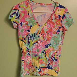 Lilly Pulitzer Multicolor Floral V-Neck Blouse